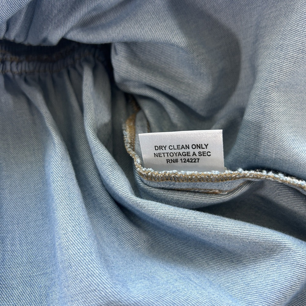 NWT Misa Los Angeles Medium Blue Denim Smocked Drop Waist Puff Sleeve Midi Dress - Picture 8 of 12